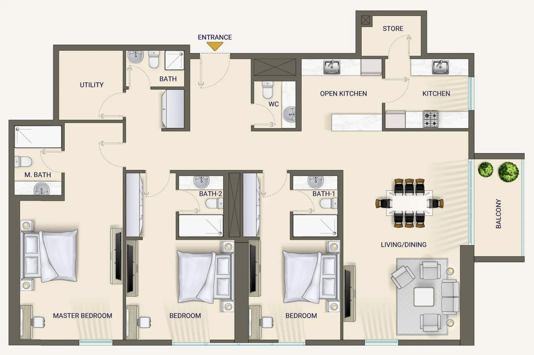 Floor plan — 3 BR