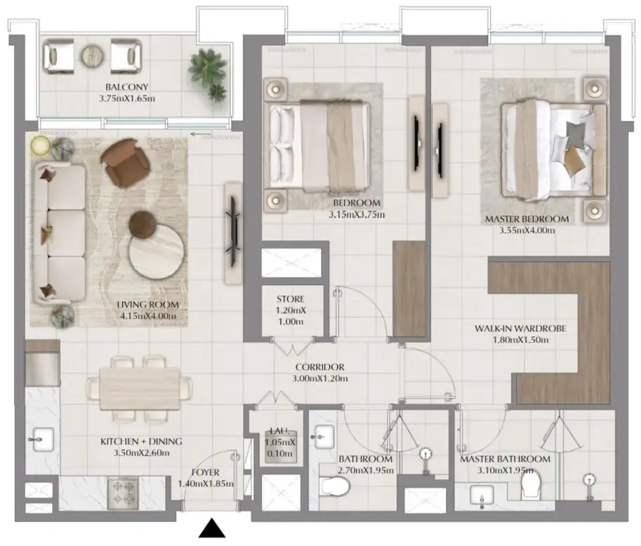 Floor plan — 2 BR