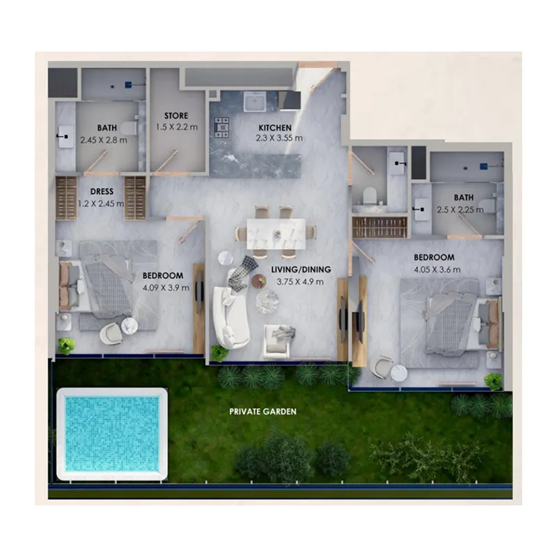 Floor plan — 2 BR