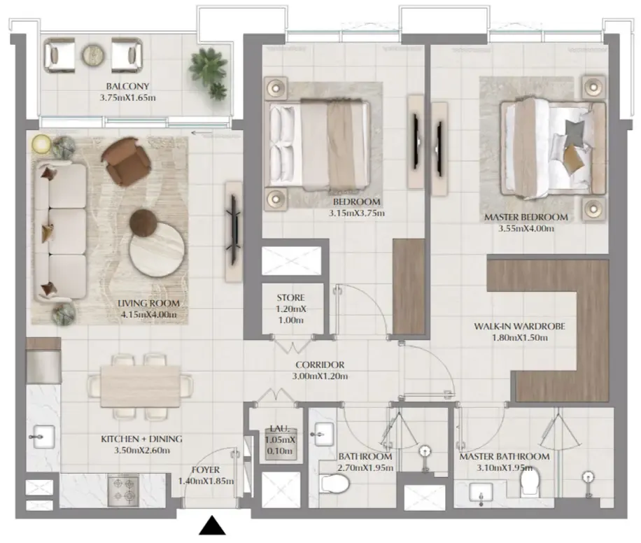 Floor plan — 2 BR
