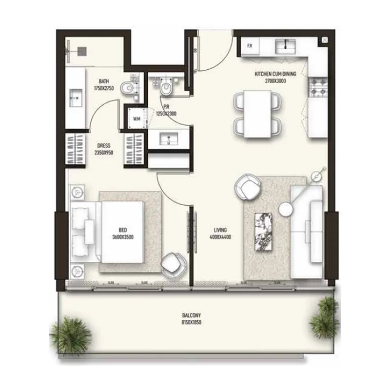 Floor plan — 1 BR