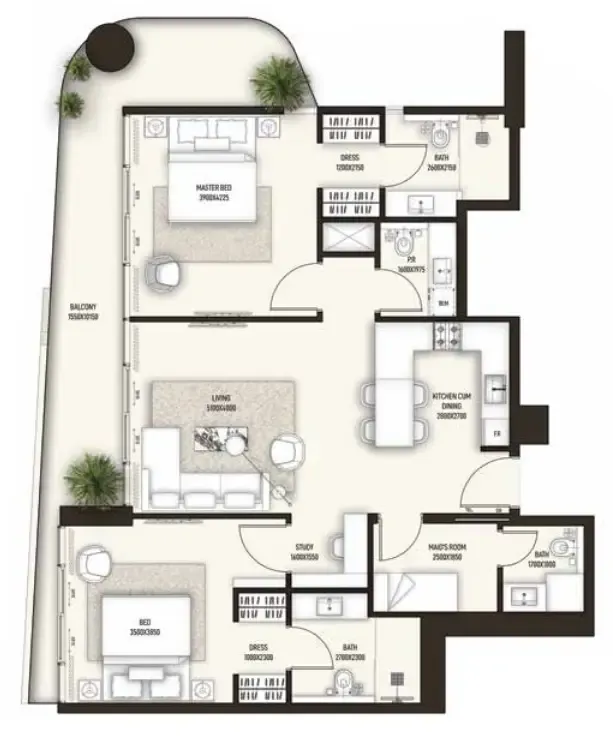 Floor plan — 2 BR