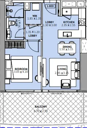 Floor plan — 1 BR