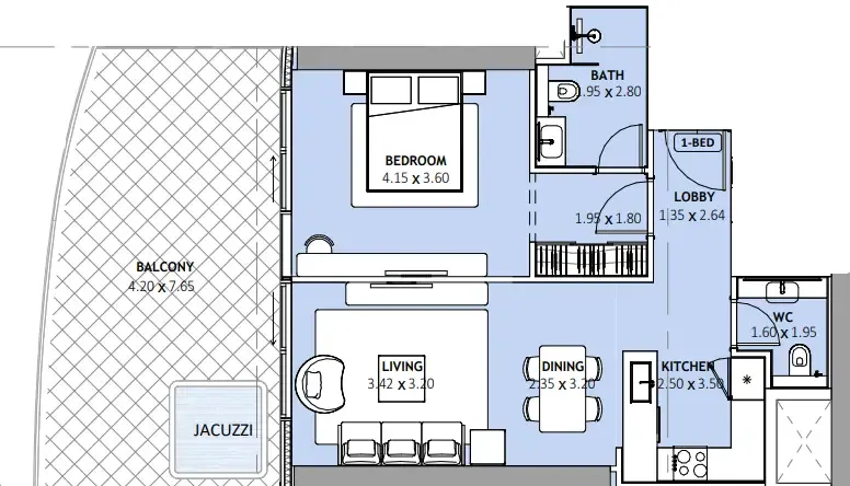 Floor plan — 1 BR