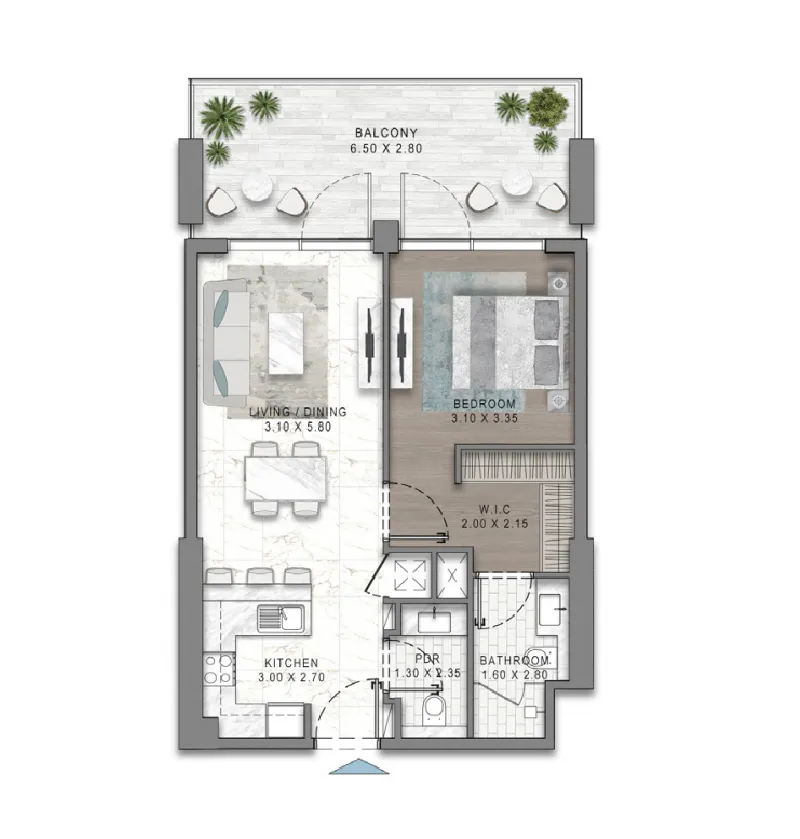Floor plan — 1 BR