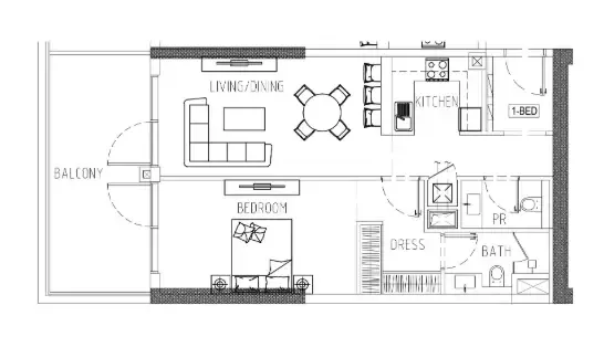 Floor plan — 1 BR