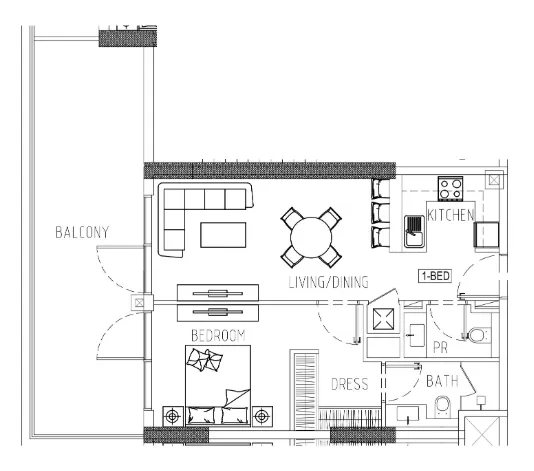 Floor plan — 1 BR