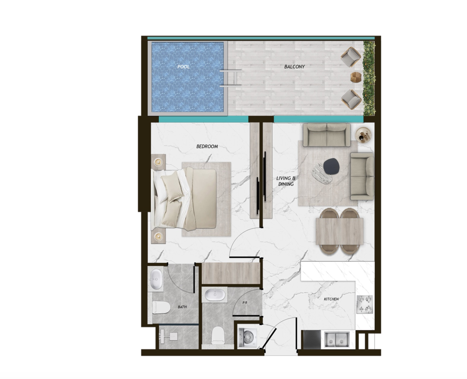 Floor plan — 1 BR