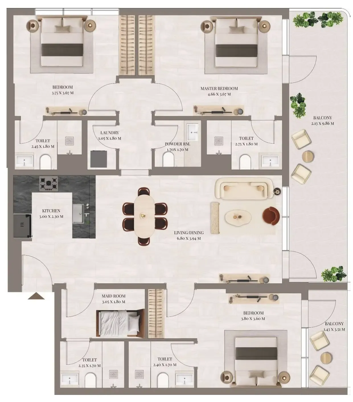 Floor plan — 3 BR