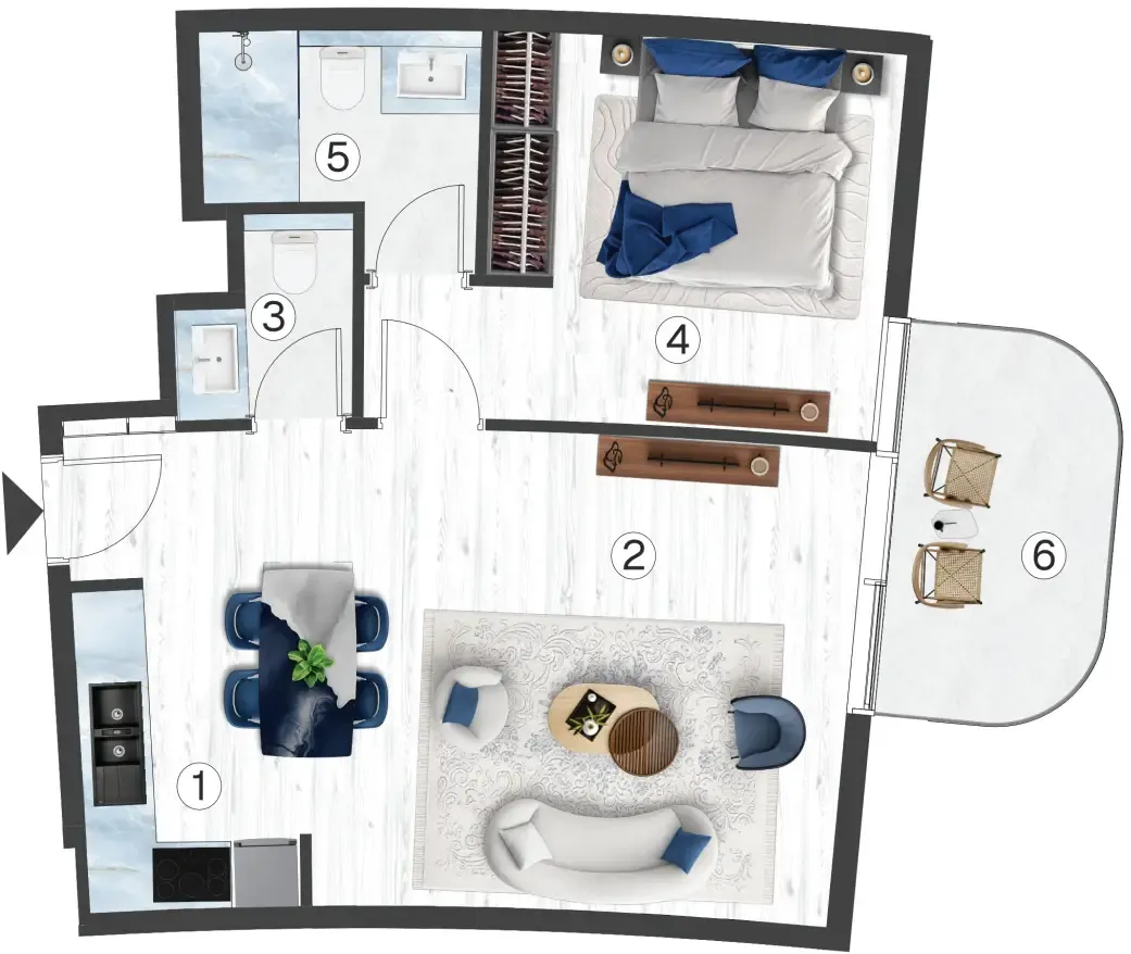 Floor plan — 1 BR