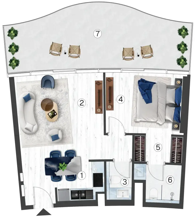 Floor plan — 1 BR