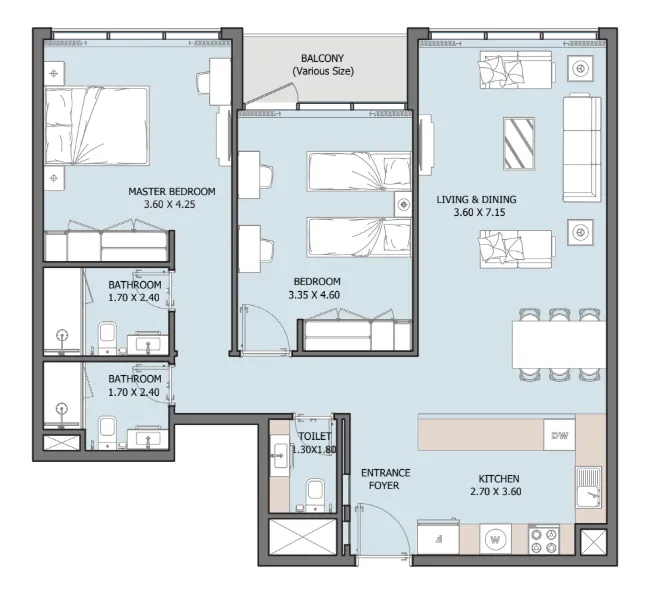 Floor plan — 2 BR