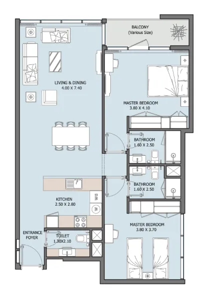 Floor plan — 2 BR