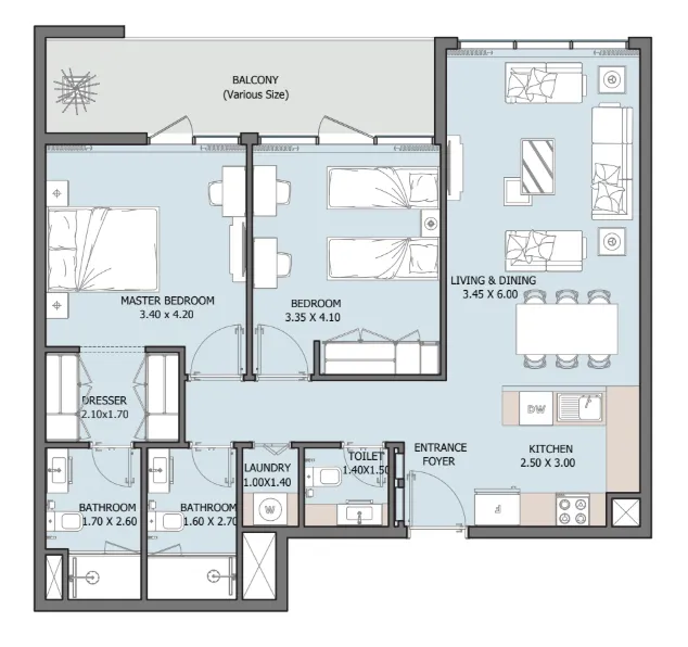 Floor plan — 2 BR