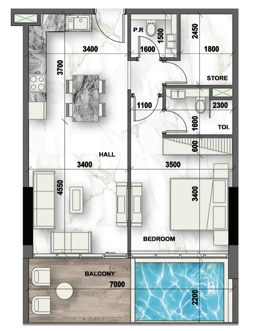 Floor plan — 1 BR