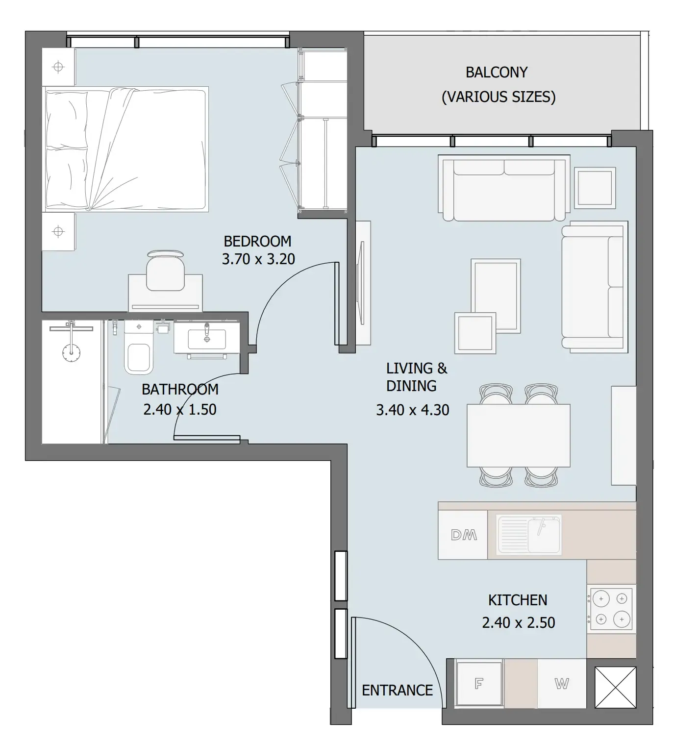 Floor plan — 1 BR