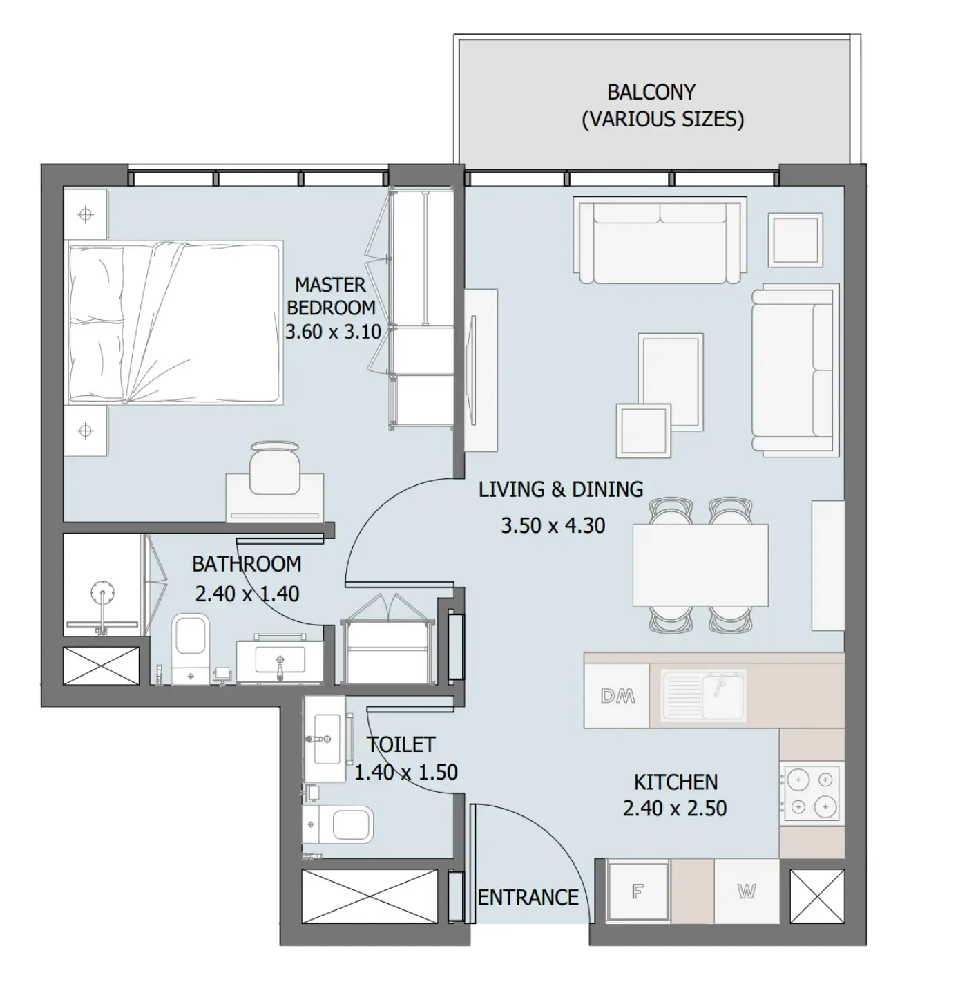 Floor plan — 1 BR