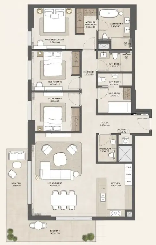 Floor plan — 3 BR