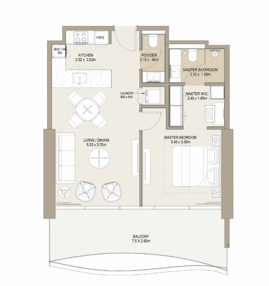 Floor plan — 1 BR