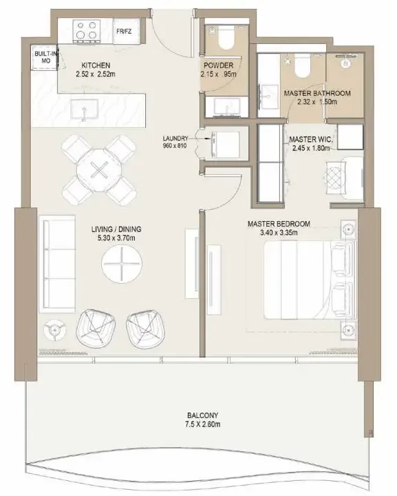 Floor plan — 1 BR