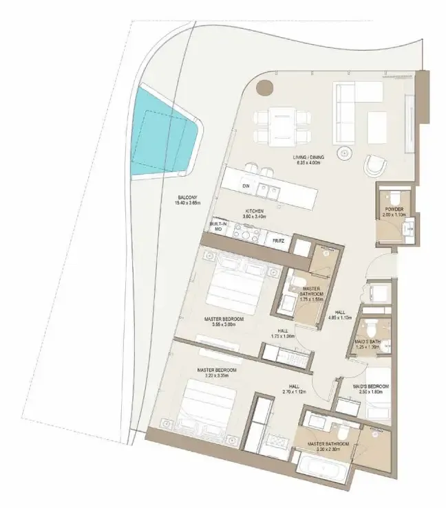 Floor plan — 2 BR
