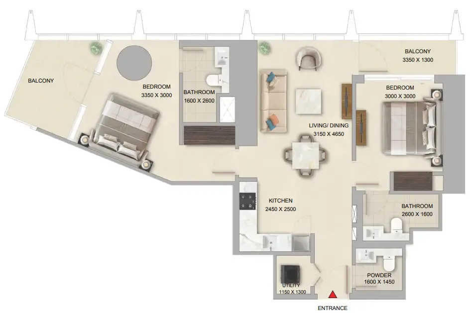 Floor plan — 2 BR