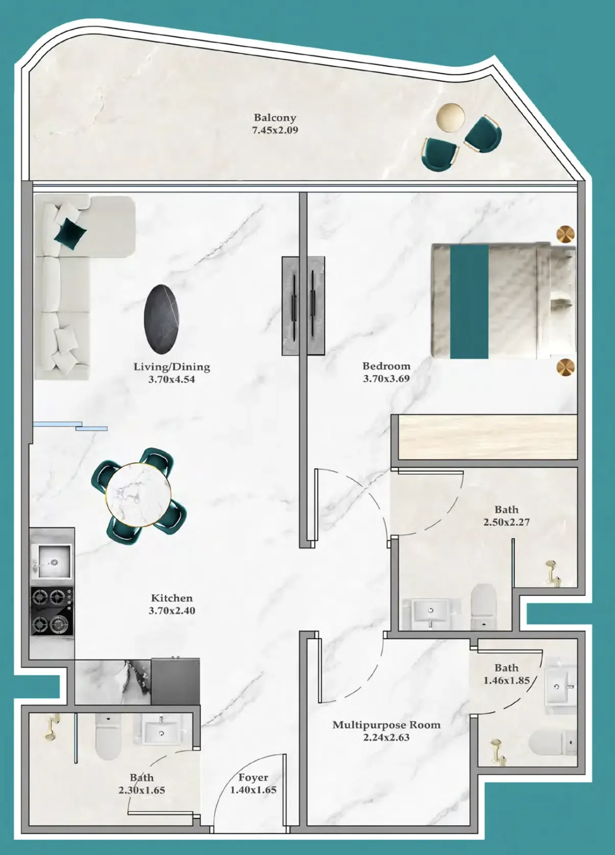 Floor plan — 1 BR
