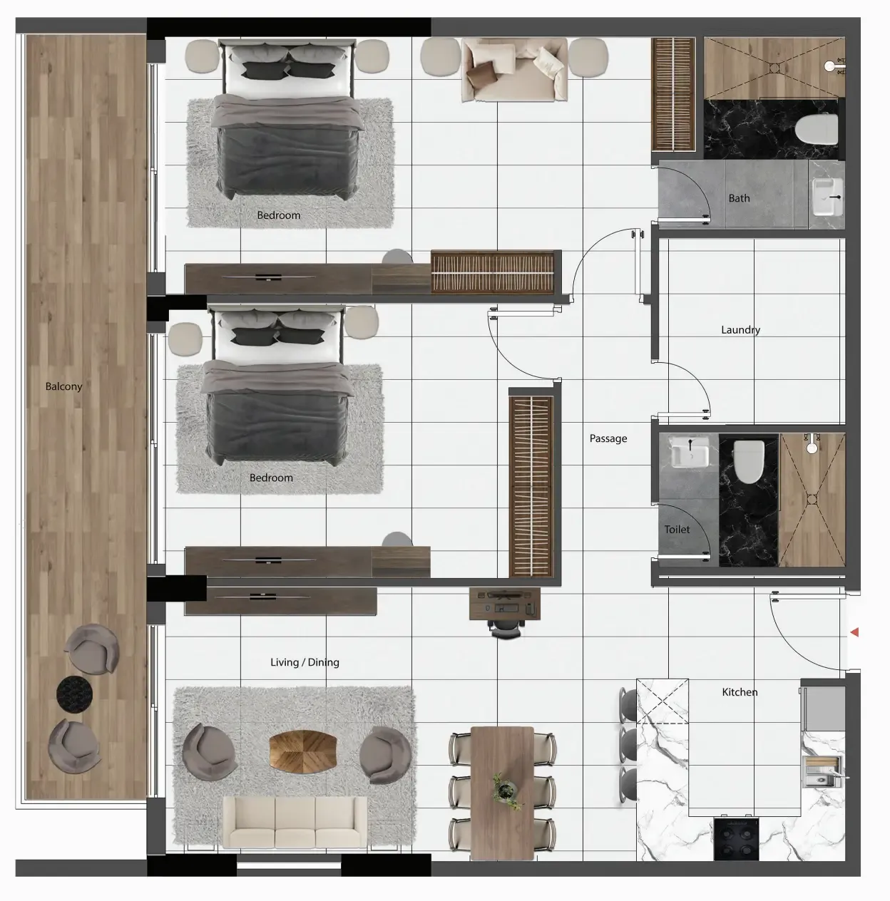 Floor plan — 2 BR