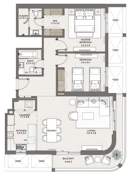 Floor plan — 2 BR