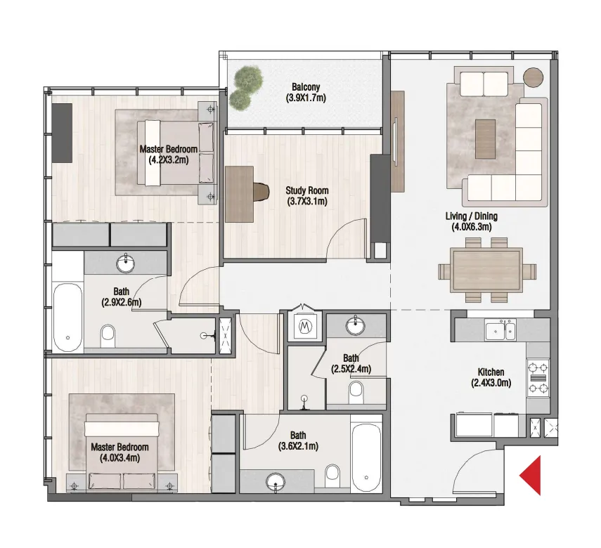 Floor plan — 2 BR