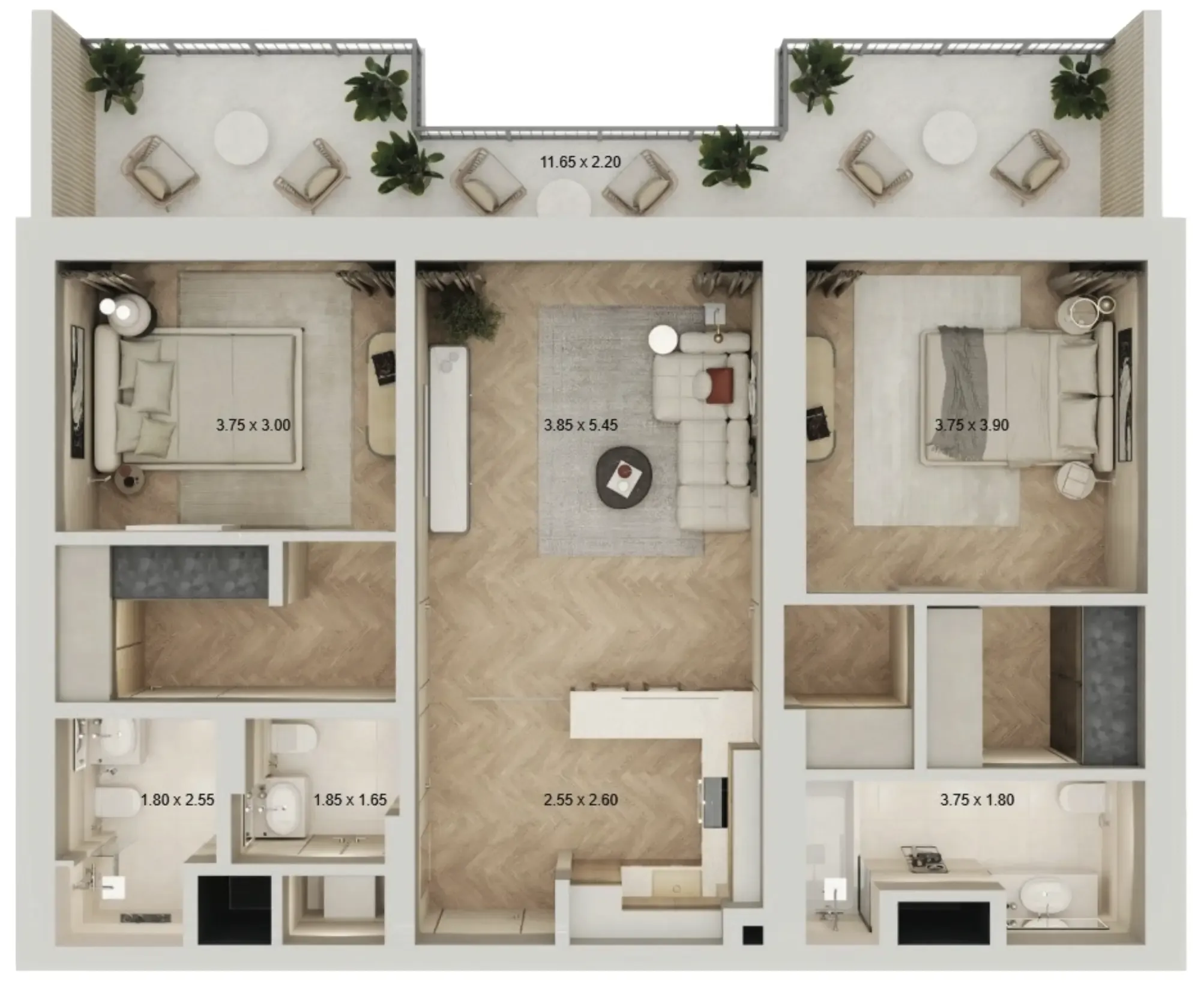 Floor plan — 2 BR