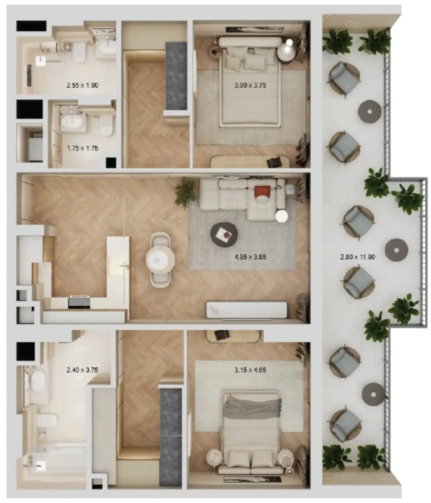 Floor plan — 2 BR