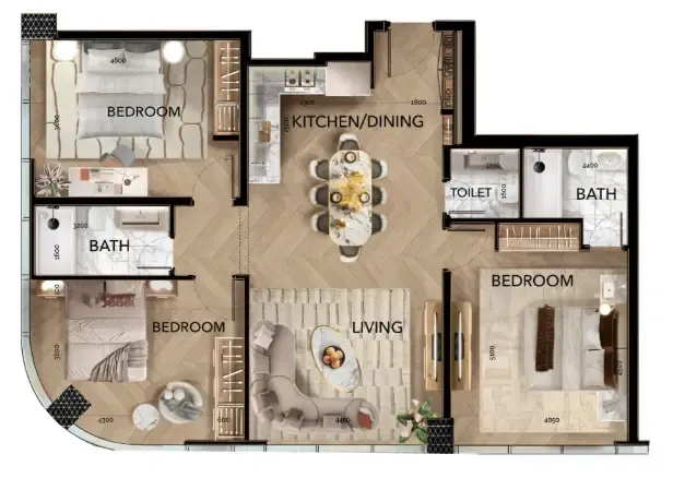 Floor plan — 3 BR