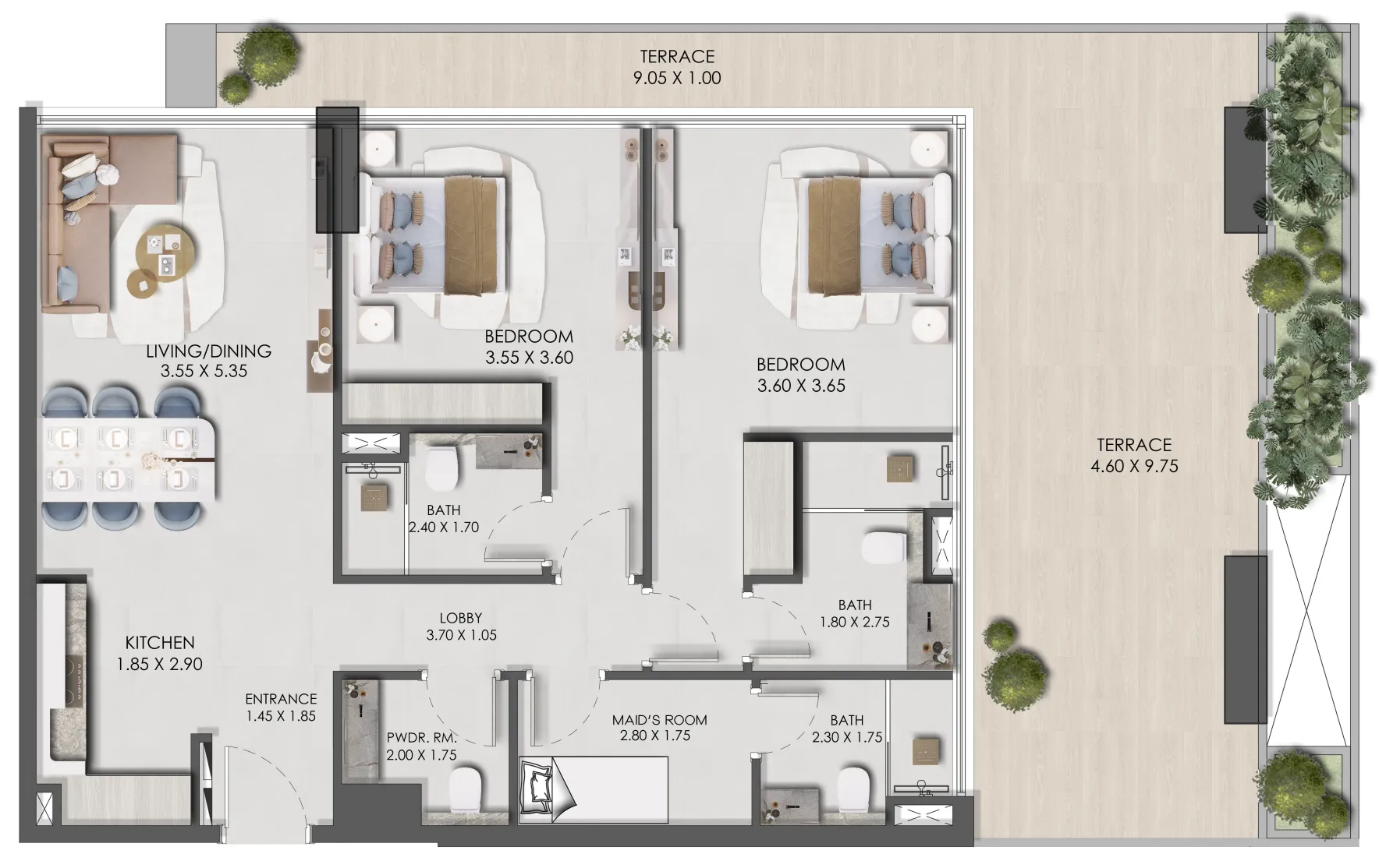 Floor plan — 2 BR