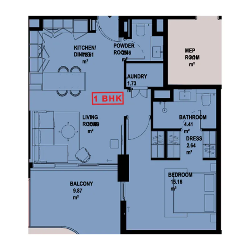 Floor plan — 1 BR