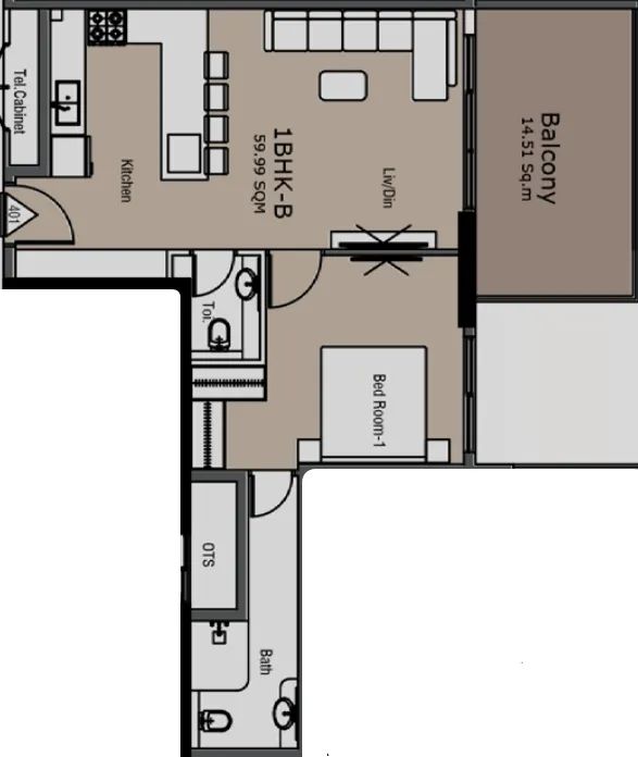 Floor plan — 1 BR