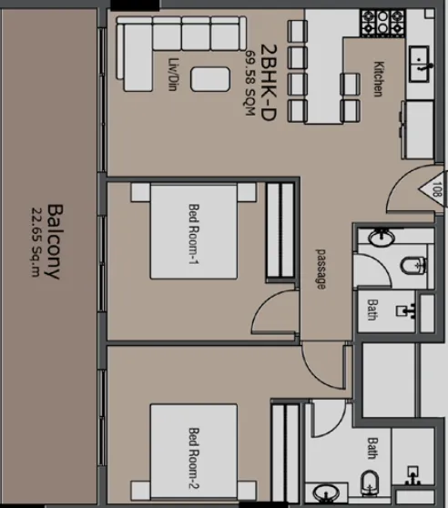 Floor plan — 2 BR