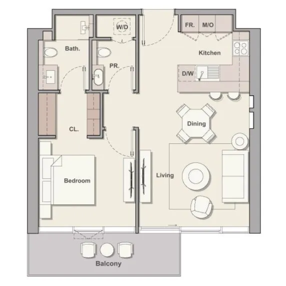 Floor plan — 1 BR