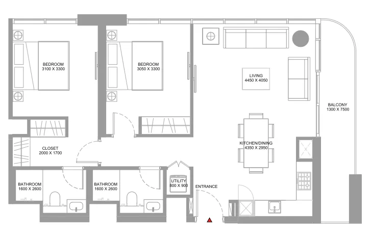 Floor plan — 2 BR
