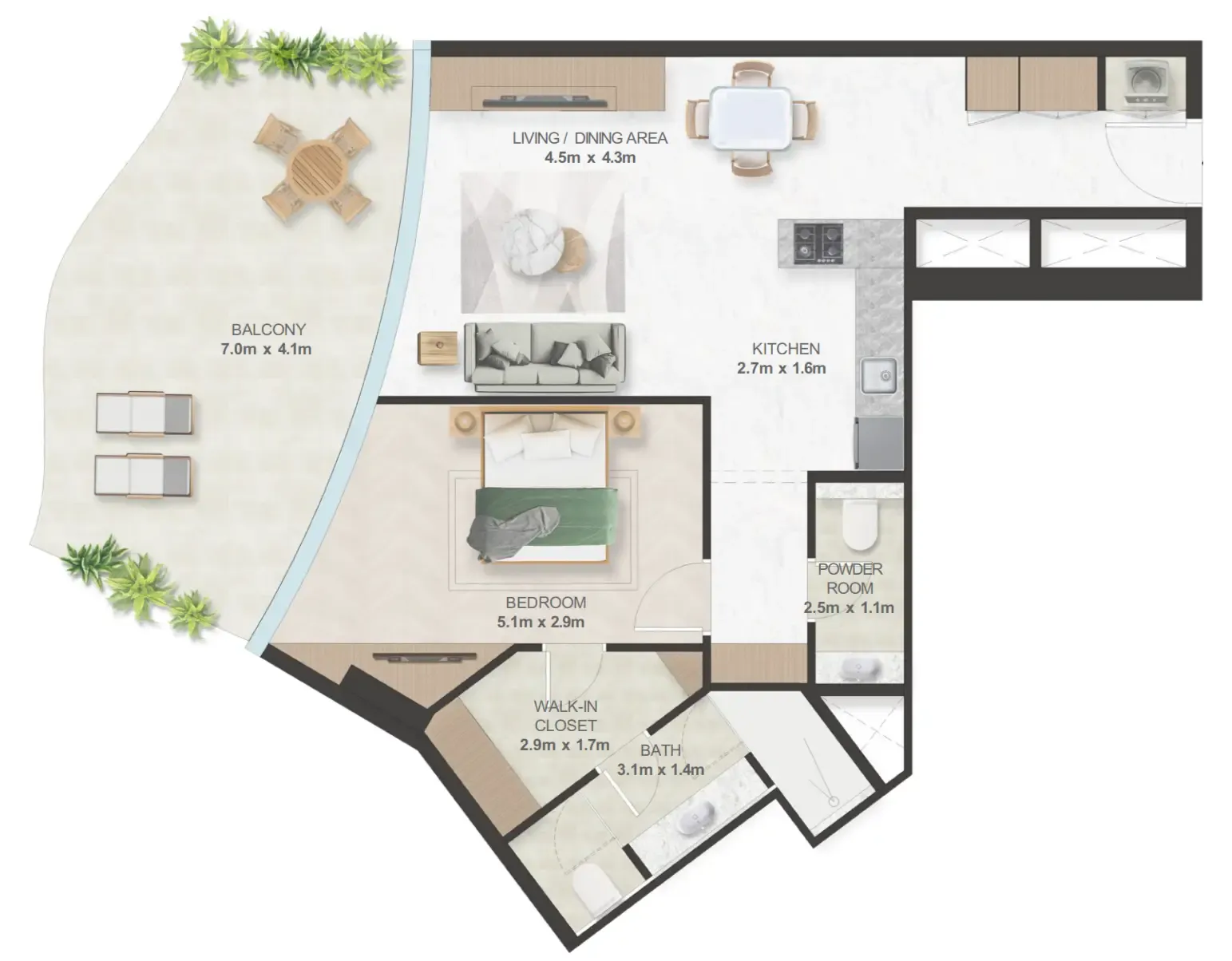 Floor plan — 1 BR