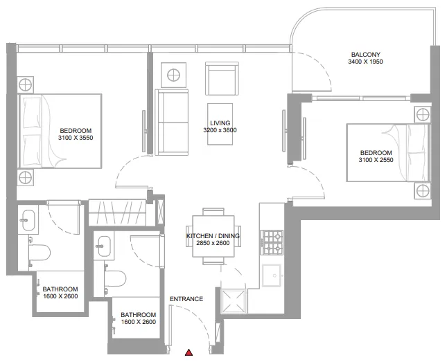 Floor plan — 2 BR