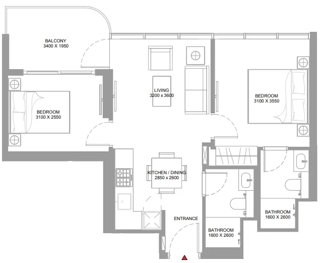 Floor plan — 2 BR
