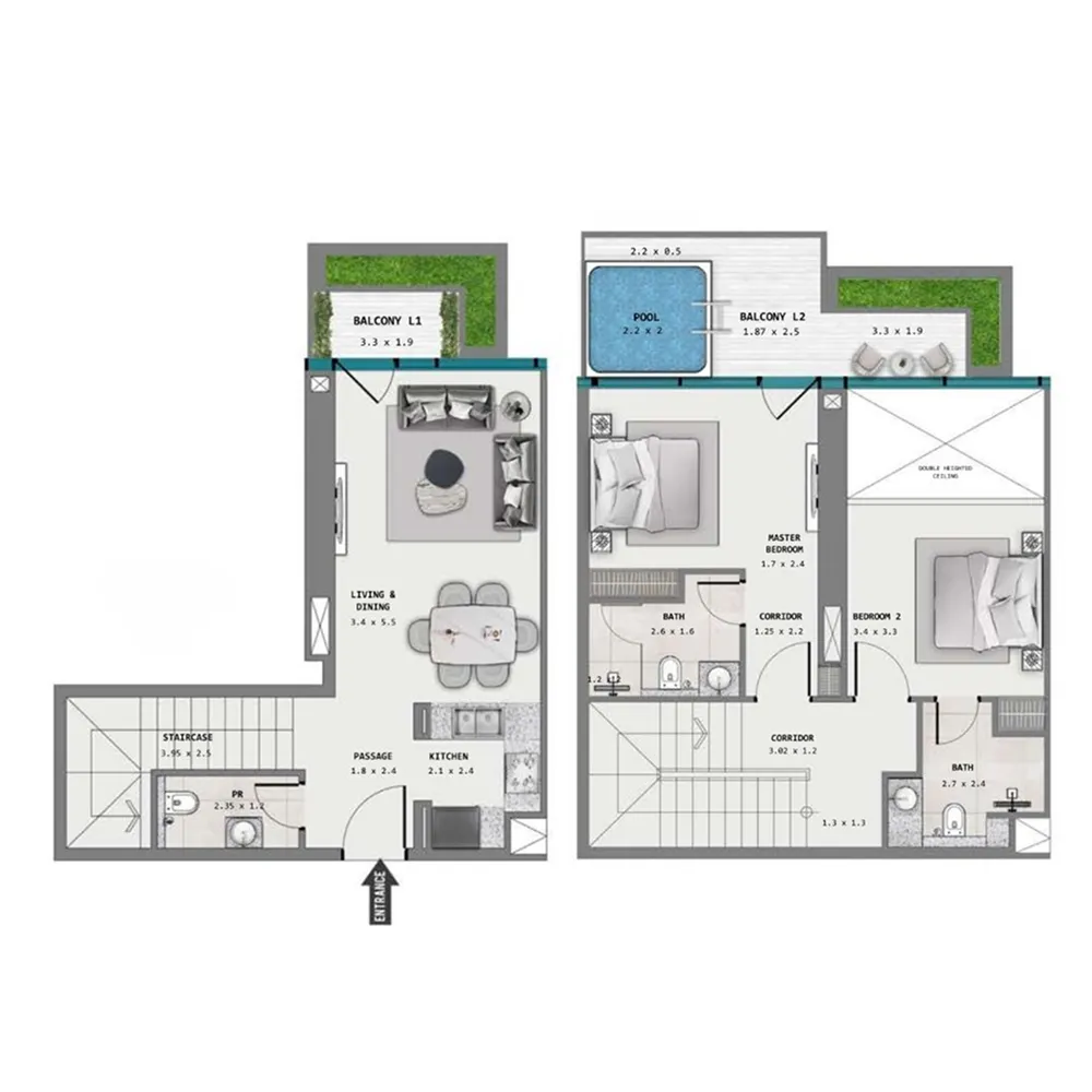 Floor plan — 2 BR