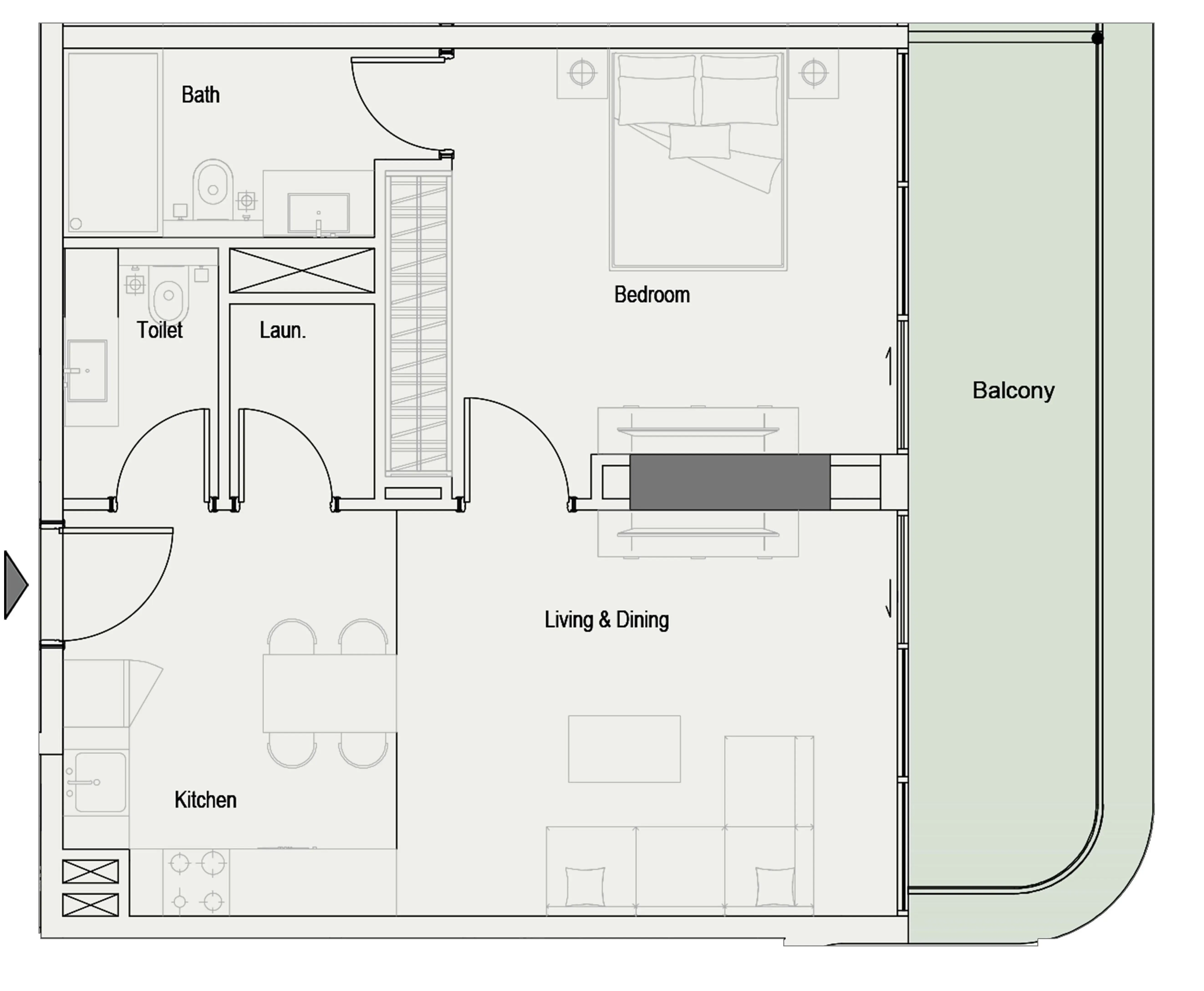 Floor plan — 1 BR