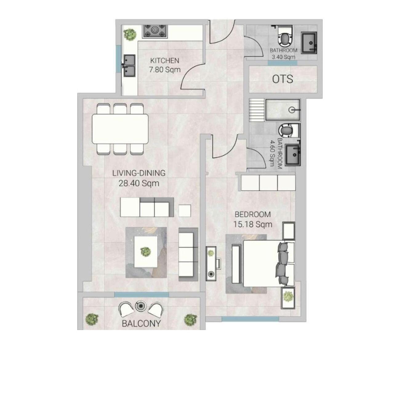 Floor plan — 1 BR