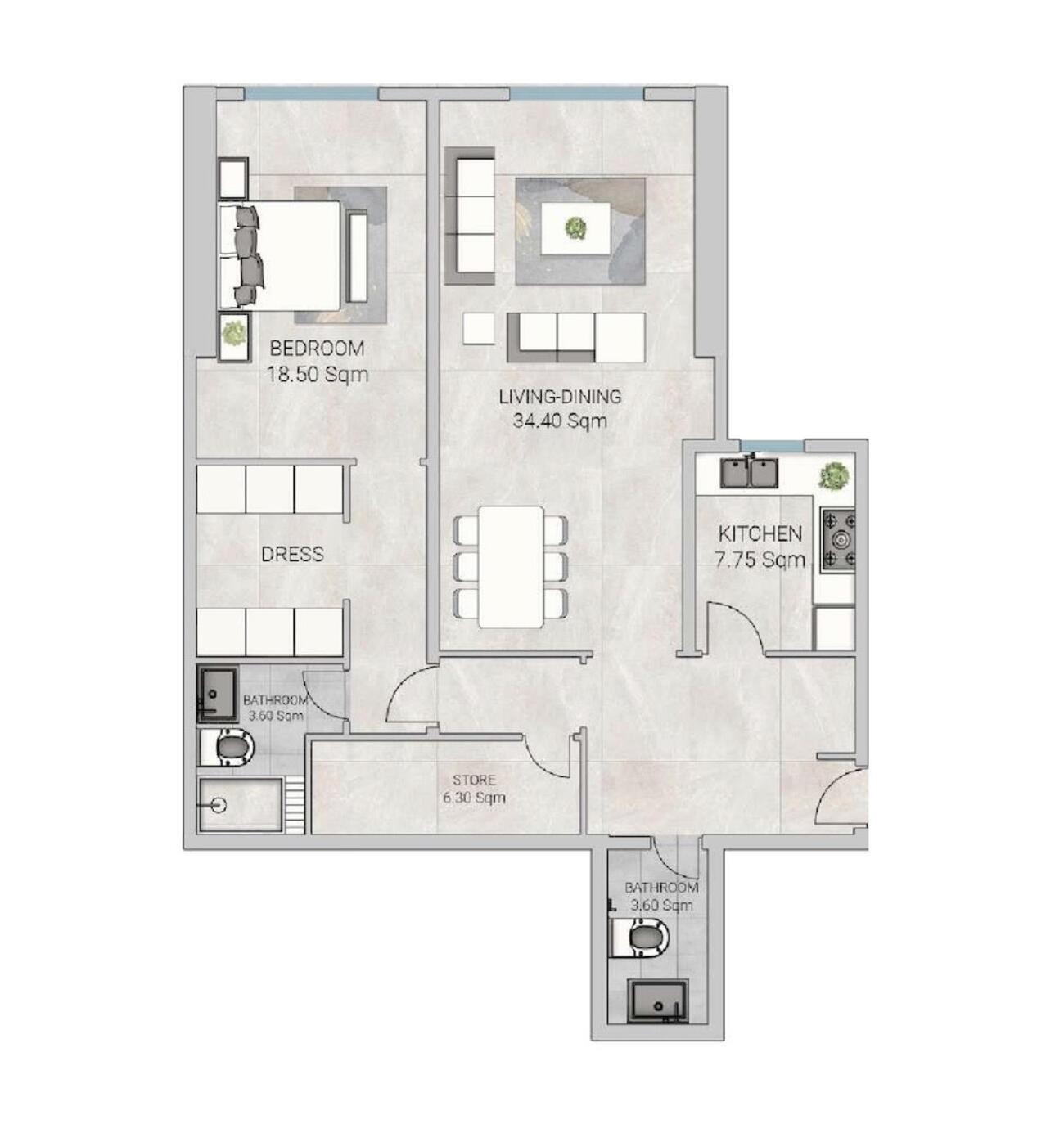 Floor plan — 1 BR