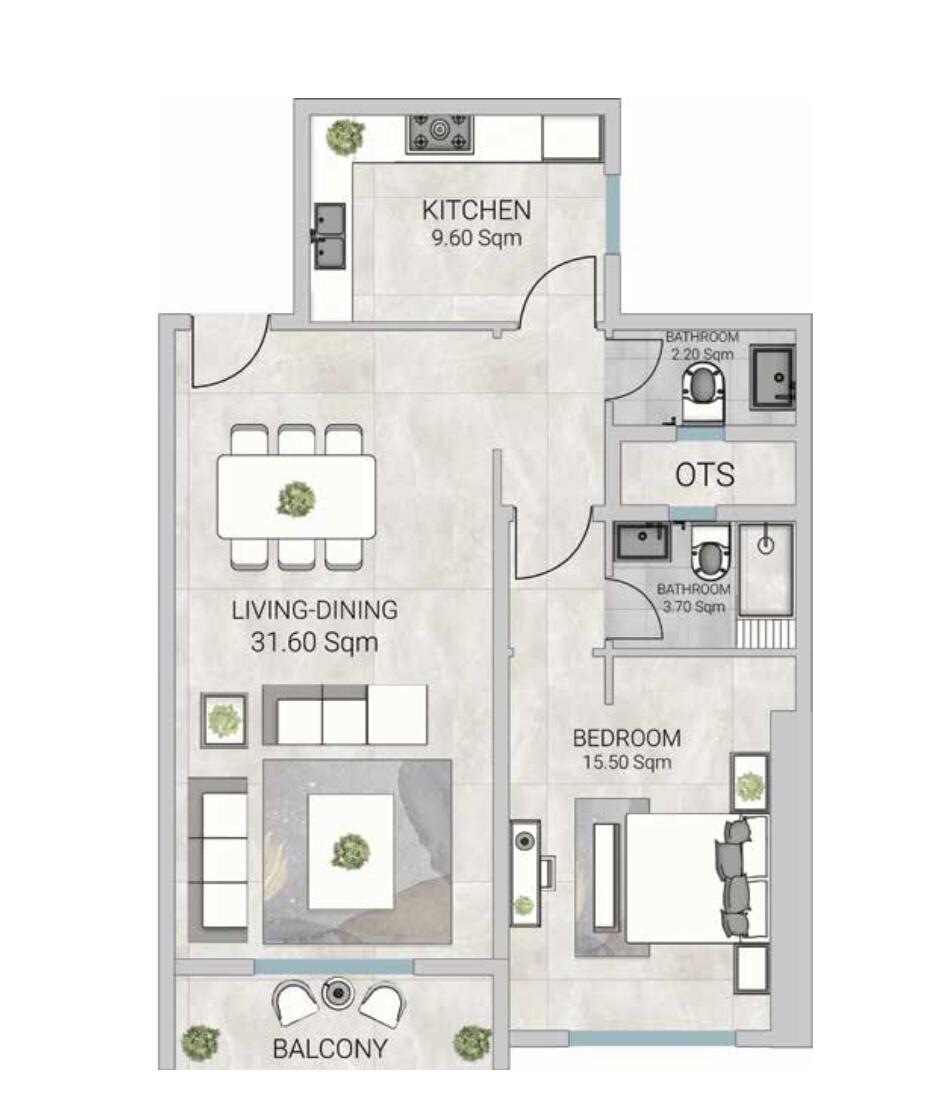 Floor plan — 1 BR