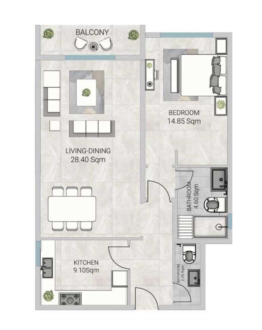 Floor plan — 1 BR
