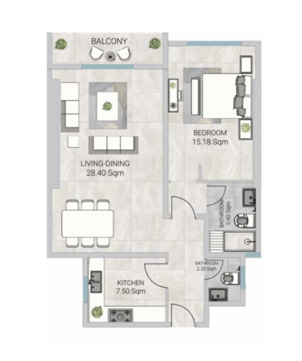 Floor plan — 1 BR