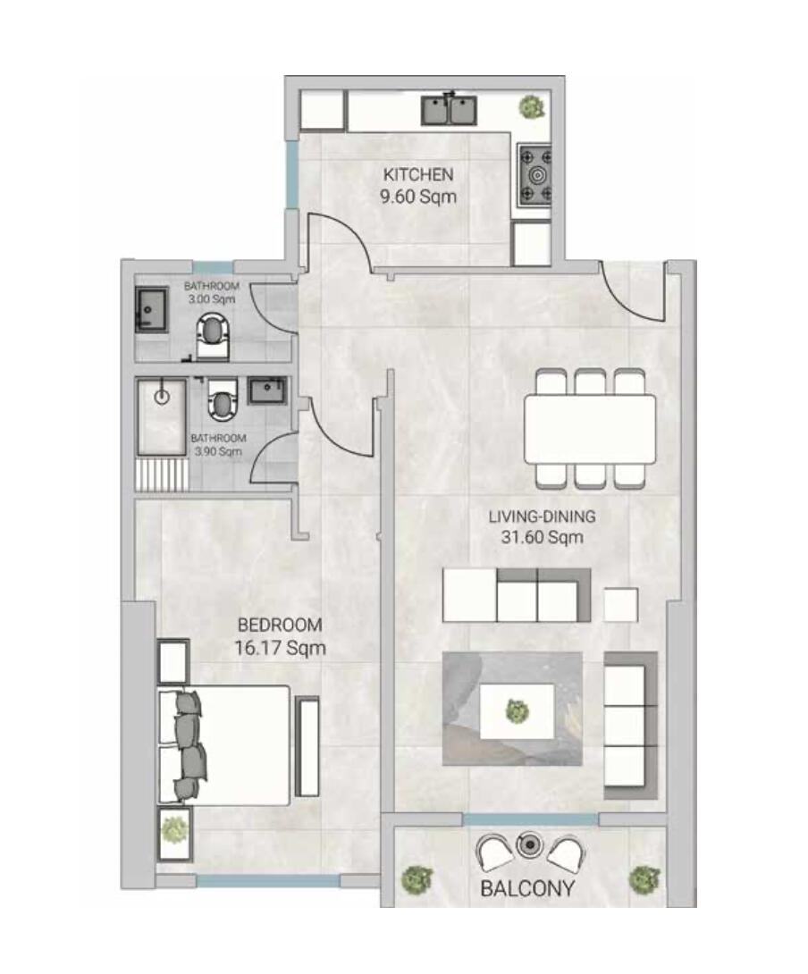 Floor plan — 1 BR